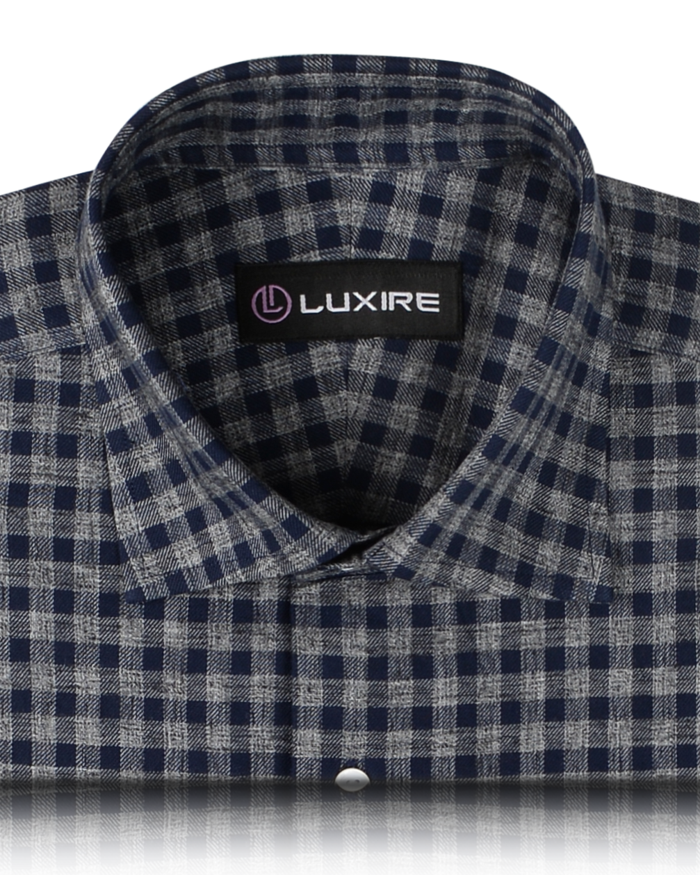 Grey Navy Tattersall Twill Checks - 2