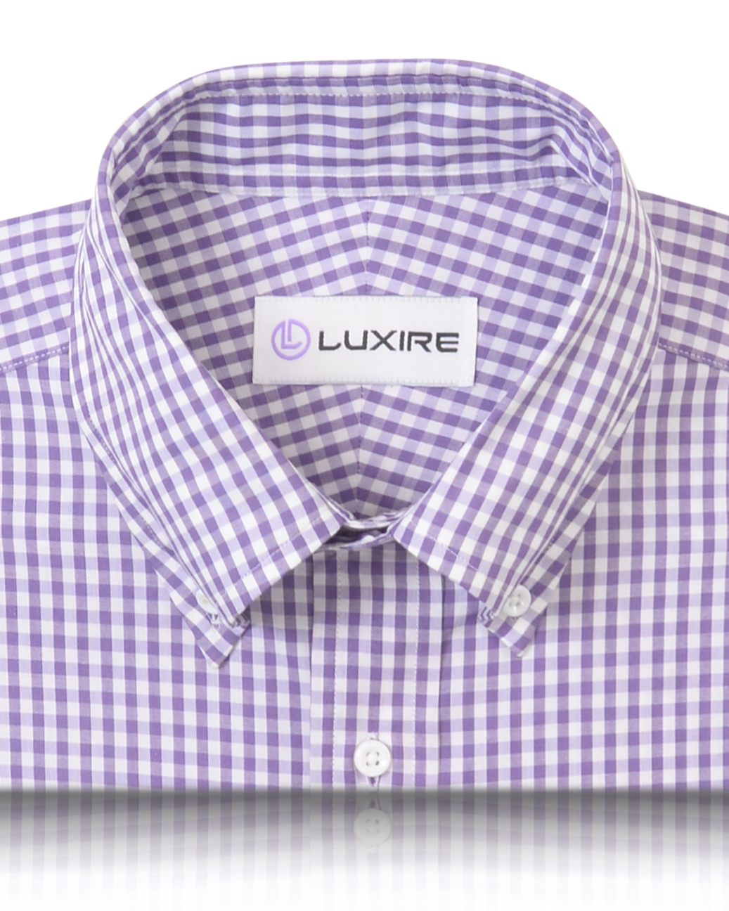 Dark Purple Gingham on White Shirt