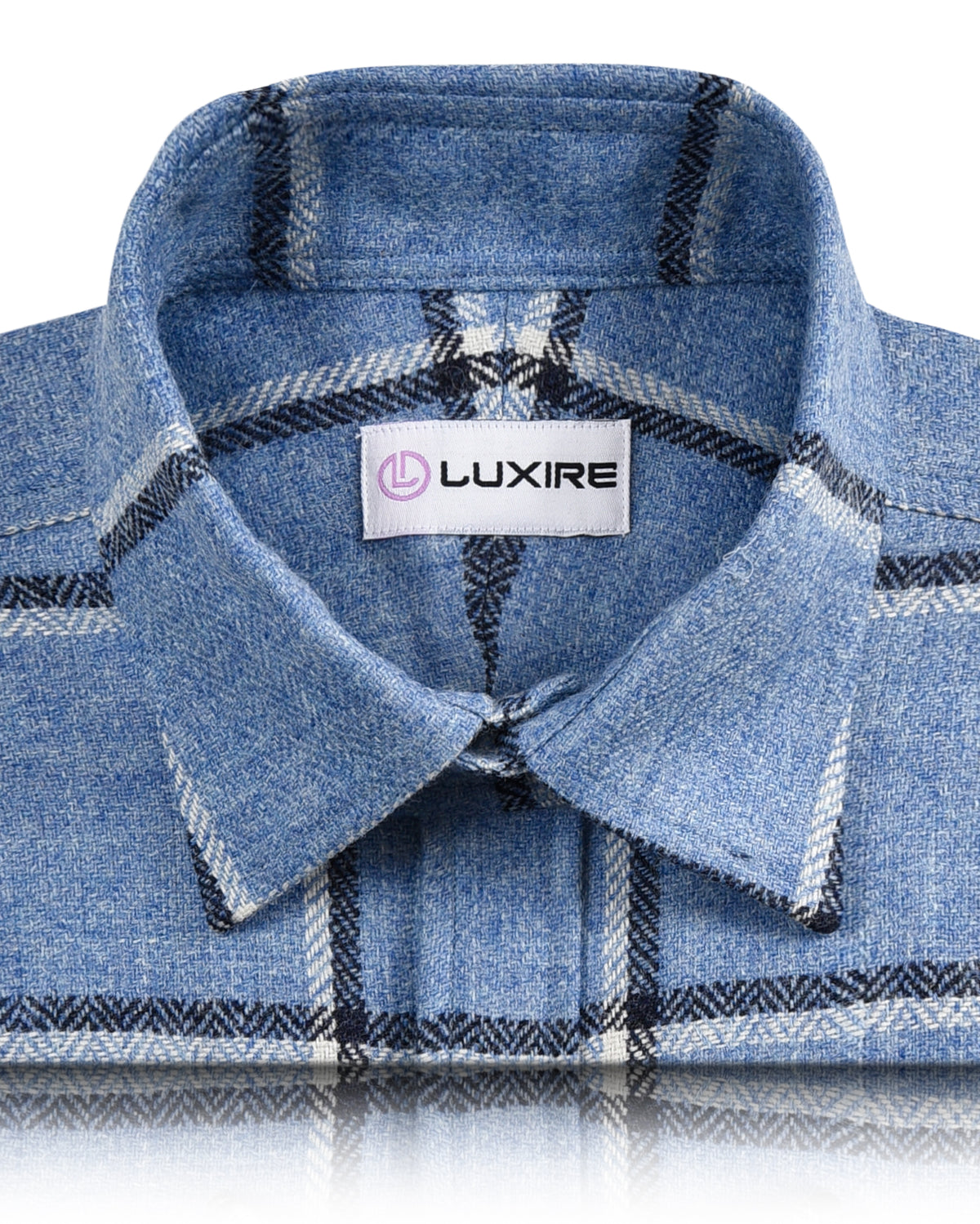 Dugdale Light Blue Windowpane Tweed Work Shirt - 2