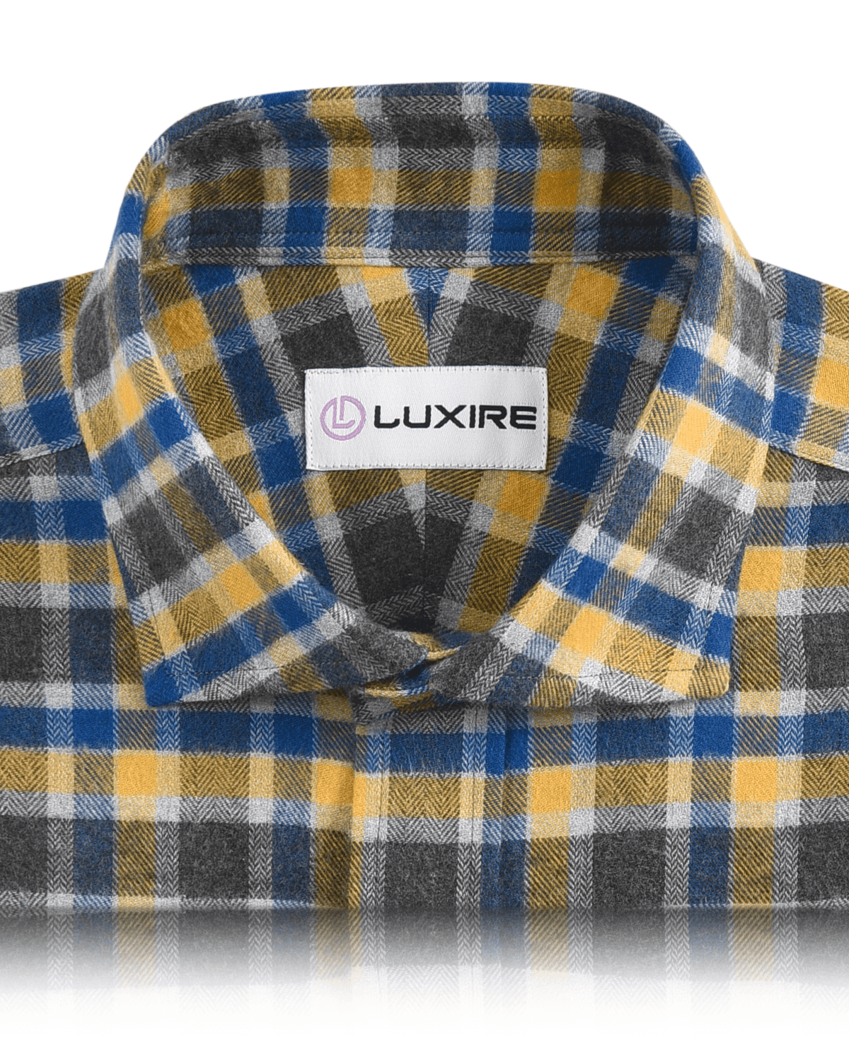 Flannel: Yellow Blue Grey Herringbone Checks - 2