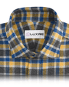 Yellow Blue Grey Herringbone Checks Work Shirt