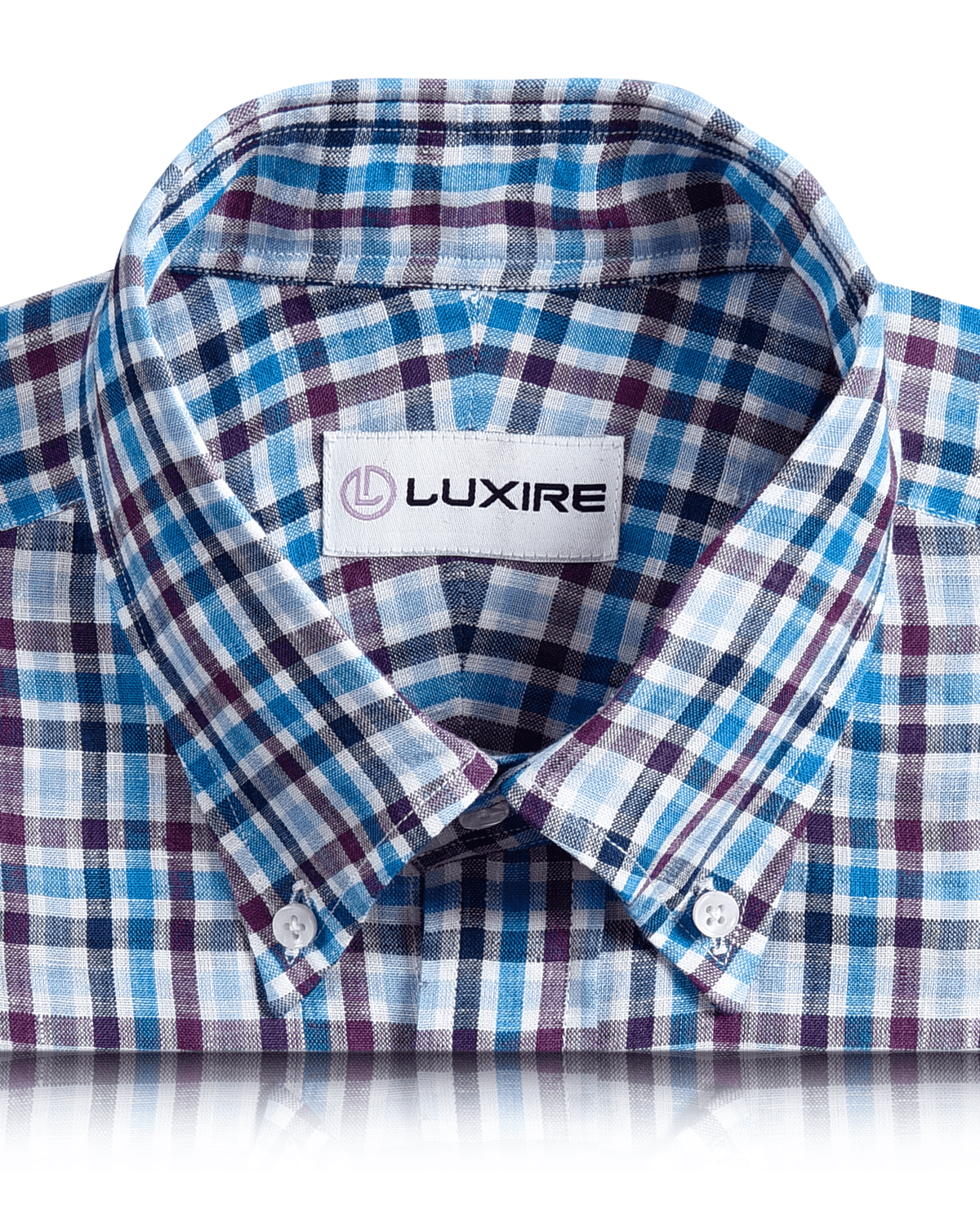 Blue Purple Navy Tattersall Linen - 2