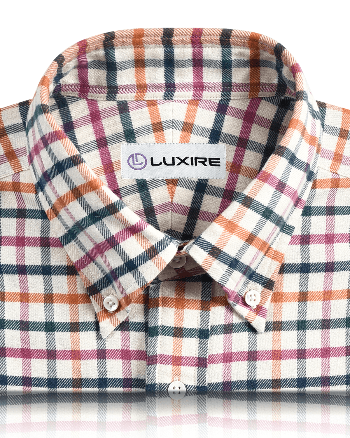 Pink Orange Green Blue Window Pane Checks Flannel Work Shirt - 2