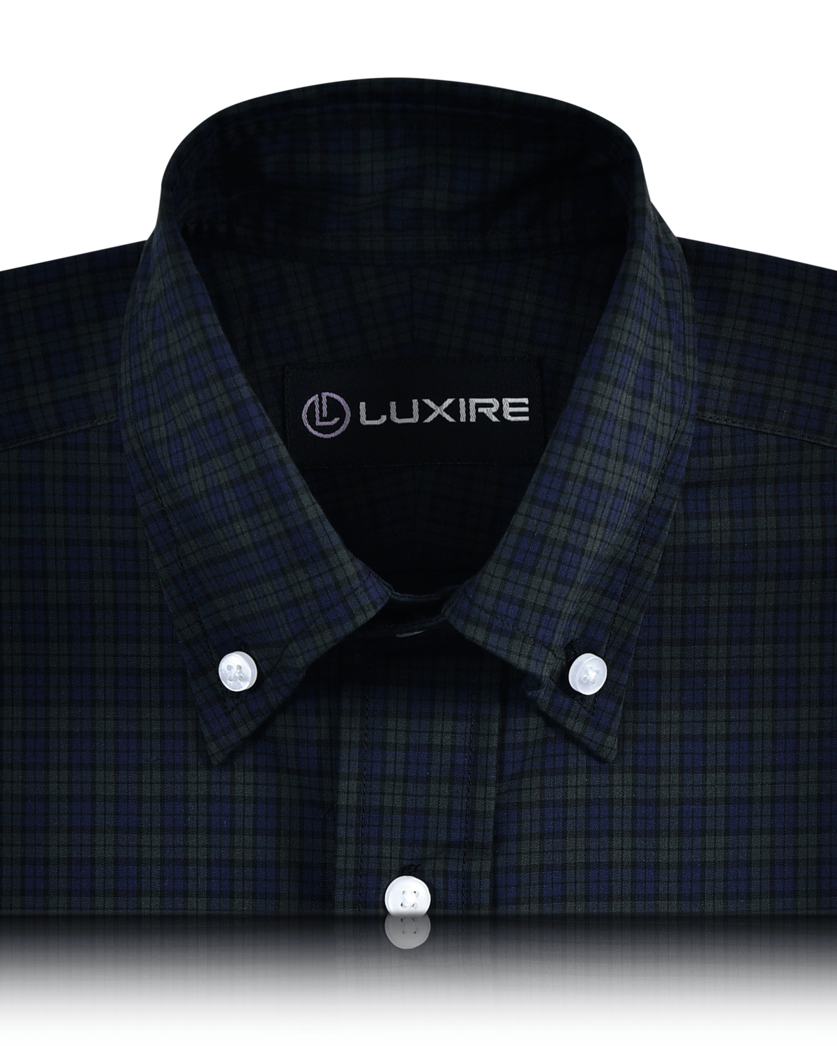 Dark Green On Blue Tattersall Blackwatch Shirt - 2