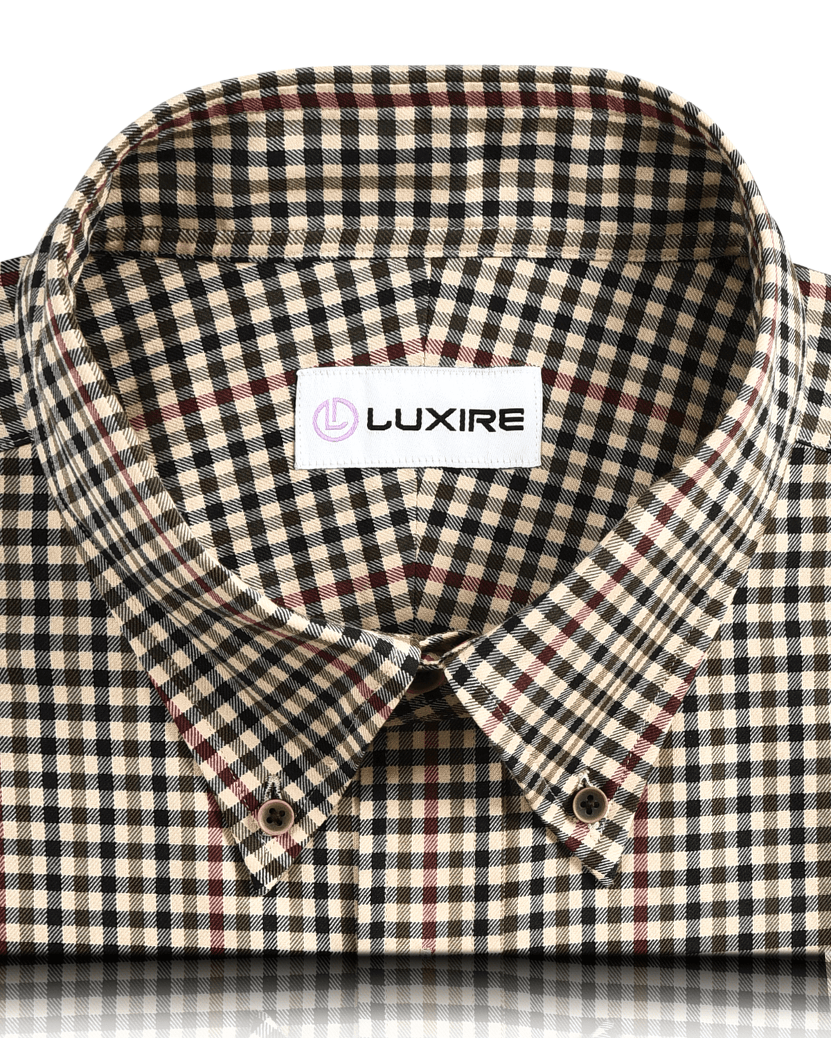 Black Brown Maroon Shepherd Check on Light Ochre Yellow Shirt - 2