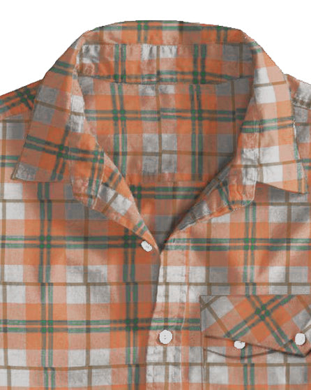 Orange Turquoise Cream Madras Checks Twill - 2