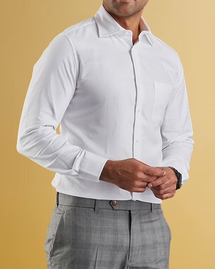 Brembana 2-Ply Giza White Hampton Twill Shirt - 7