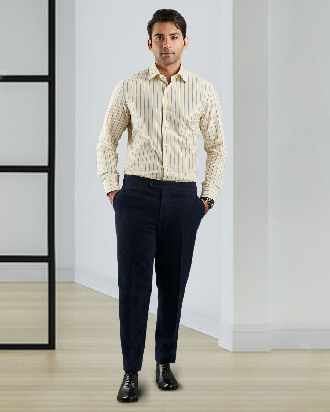 Zegna Dark Blue Cashco Moleskin Dress Pant - 2