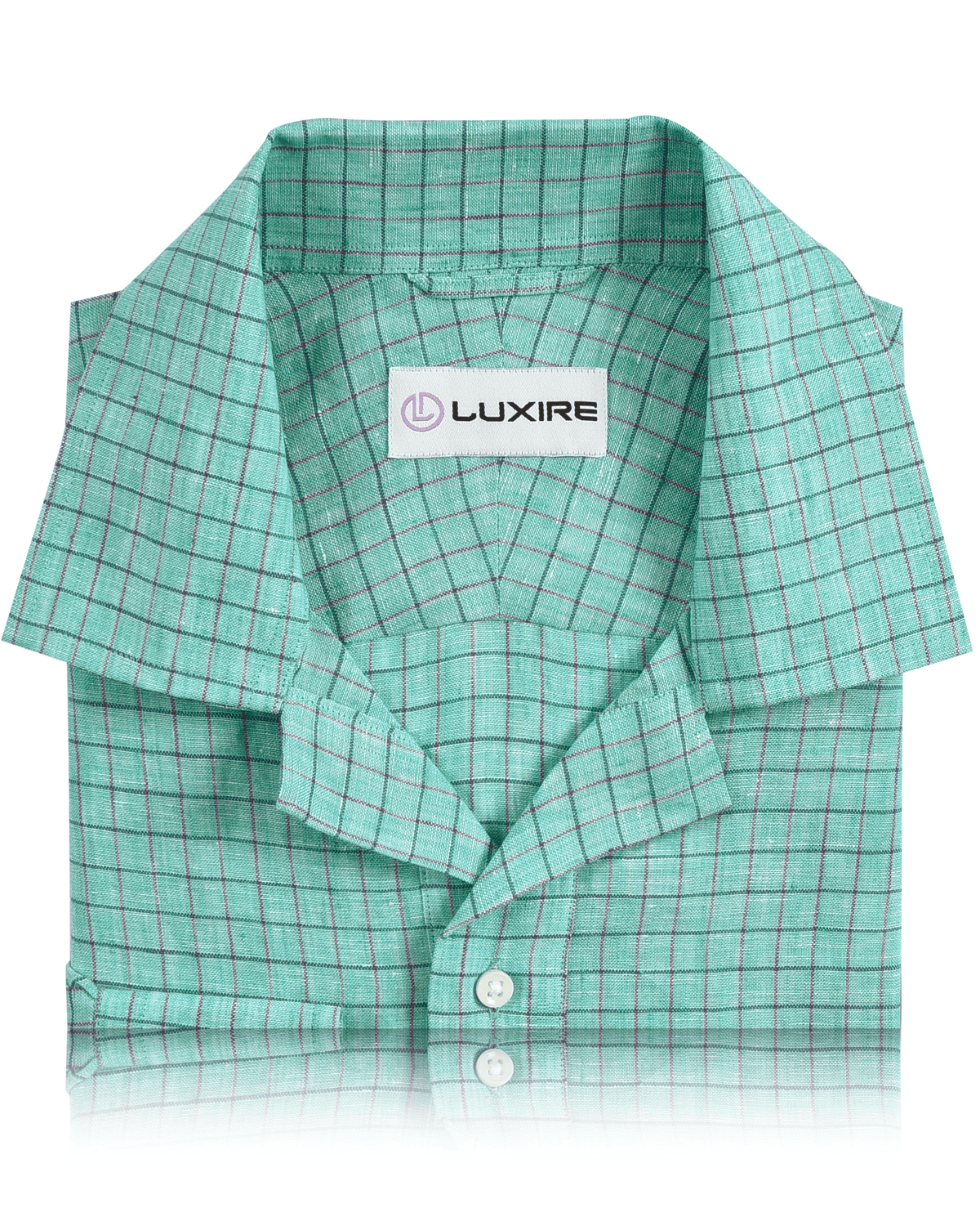 Linen: Persian Green With Pink Blue Pin Graph Checks - 2
