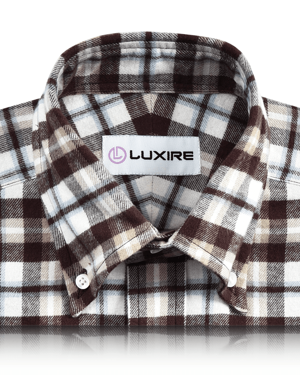 Brown Tan White Twill Flannel Work Shirt - 2