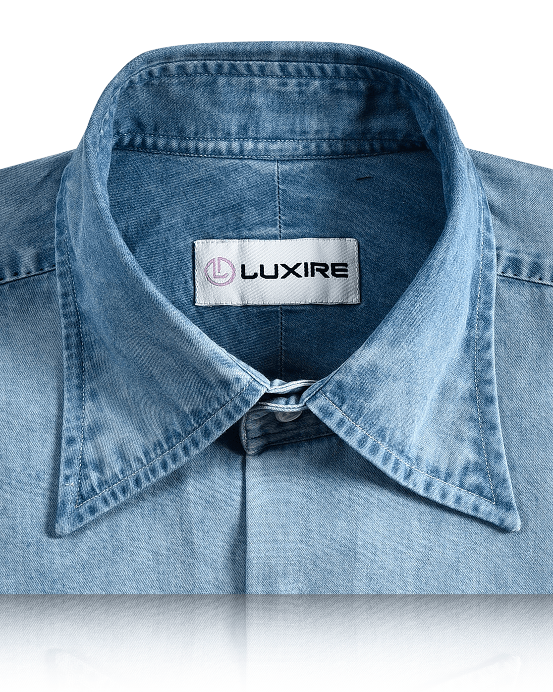 Fade Washed Light Blue Denim Chambray Shirt - 12