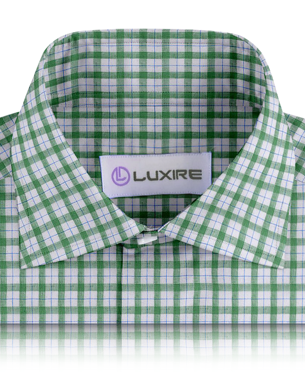 Linen: Green Blue Checks On White