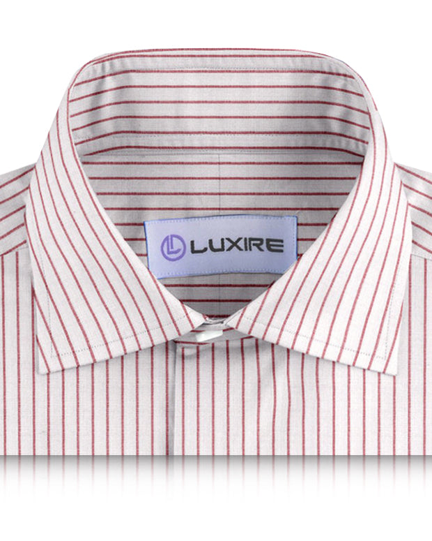 Pullover Shirt in White Red Pin Stripes Linen - 2