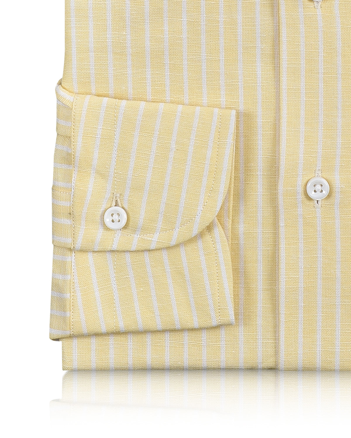 Cotton Linen: White Pencil Stripes On Pastel Yellow - 3