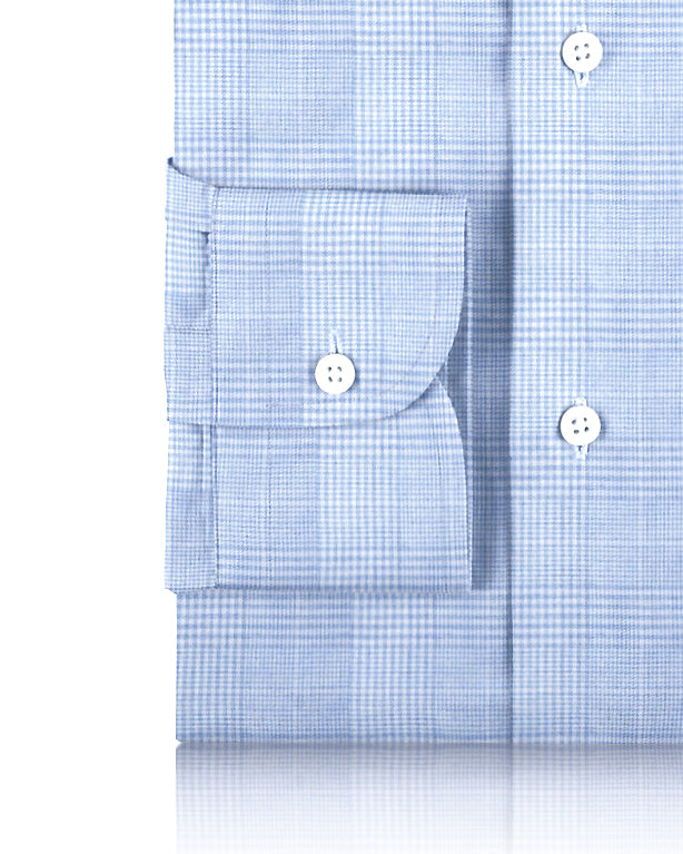 Light Blue and White Tattersall Checks