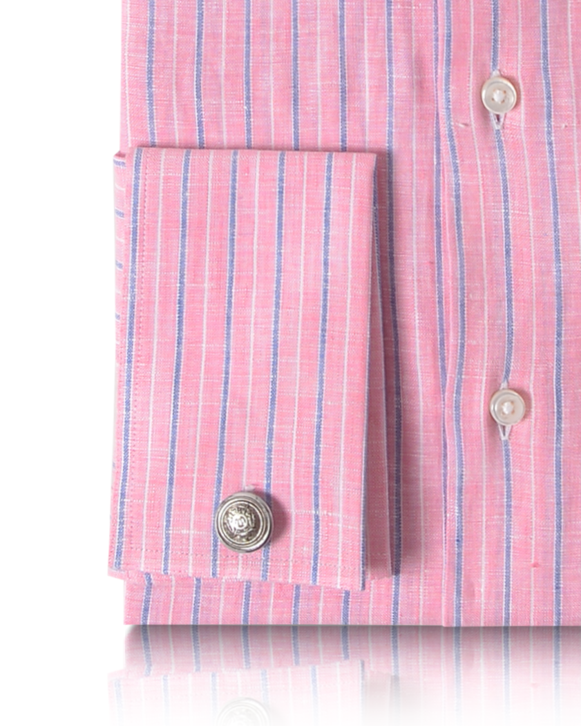 Pink Blue Tape Stripes Linen - 3