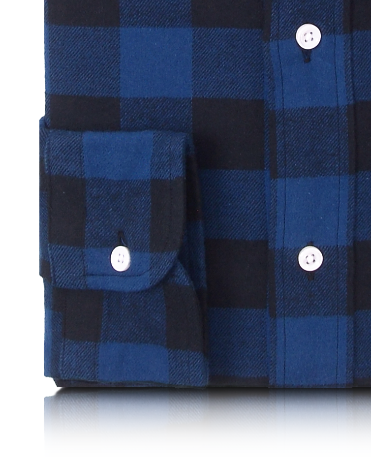 Navy Black Big Gingham Flannel