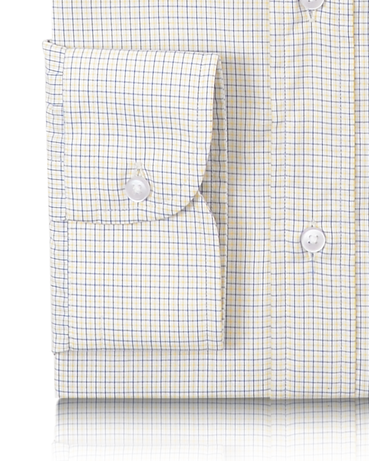 Blue Yellow Tattersall Checks On White Shirt - 3