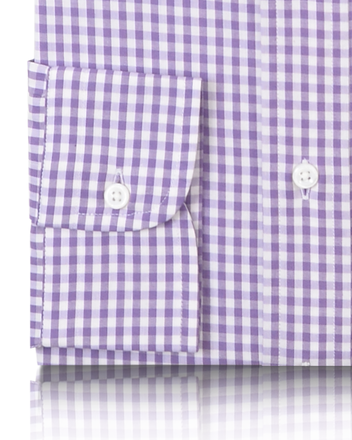 Dark Purple Gingham on White Shirt