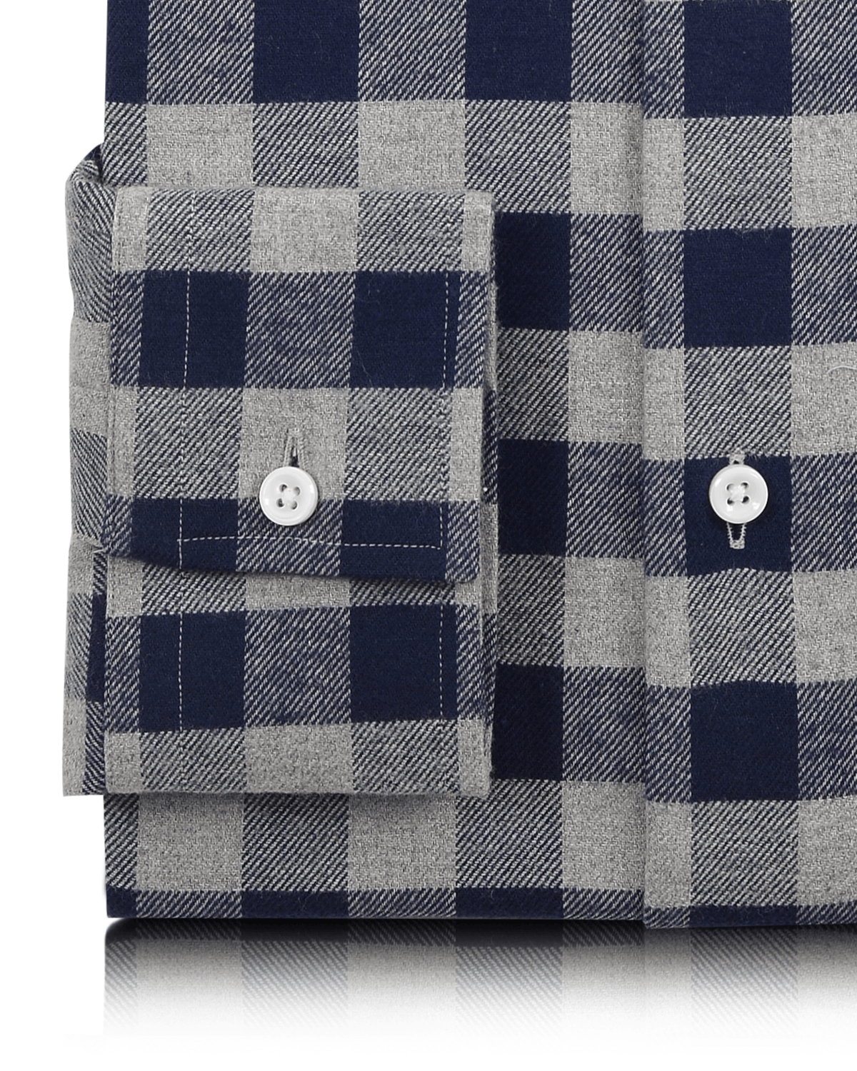 Silver Grey Navy Gingham Flannel Work Shirt - 3