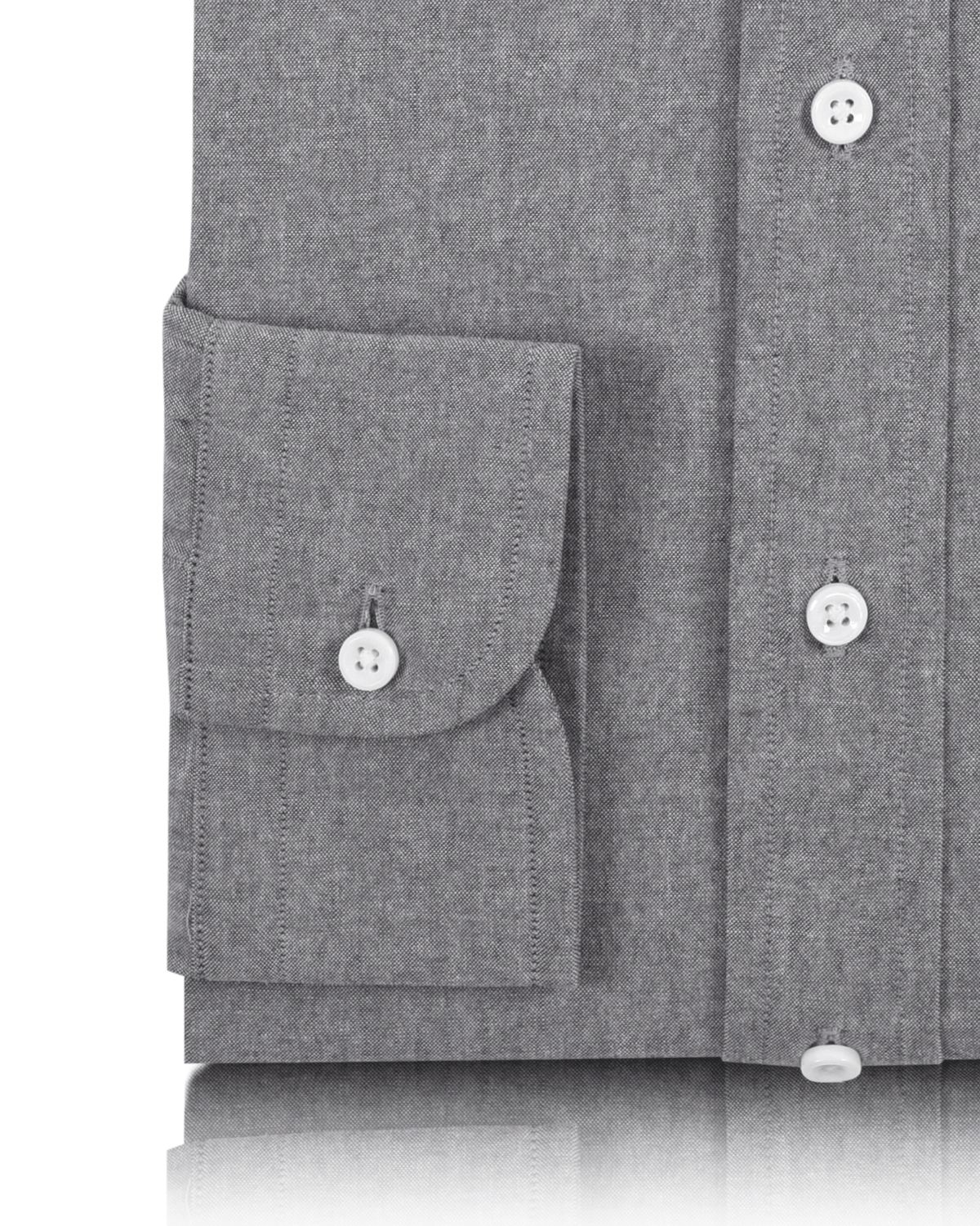 Grey Heathered Chambray Shirt - 3