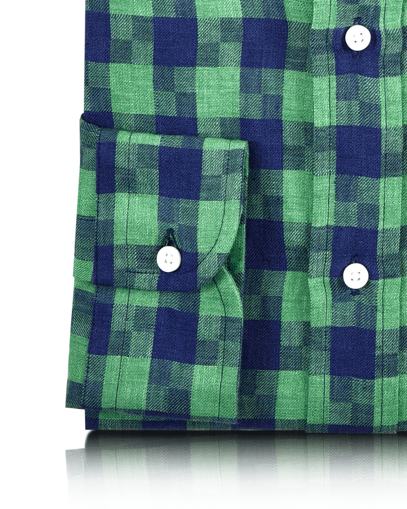 Linen: Indigo Blue Green Madras Gingham