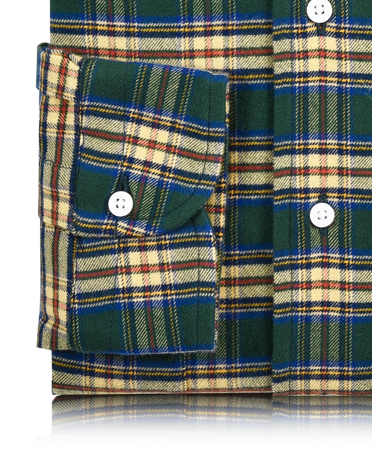 Green Yellow Blue Plaid Flannel Shirt - 3
