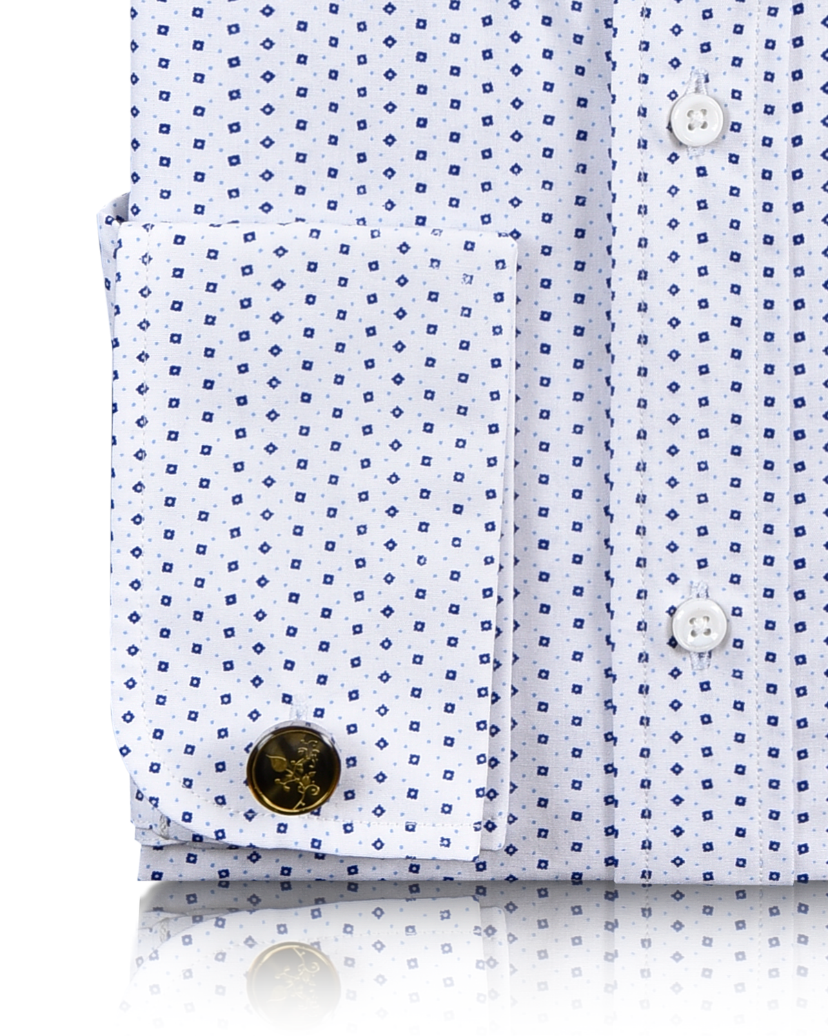 Print: Blue Flower on White Printed Shirt - 3