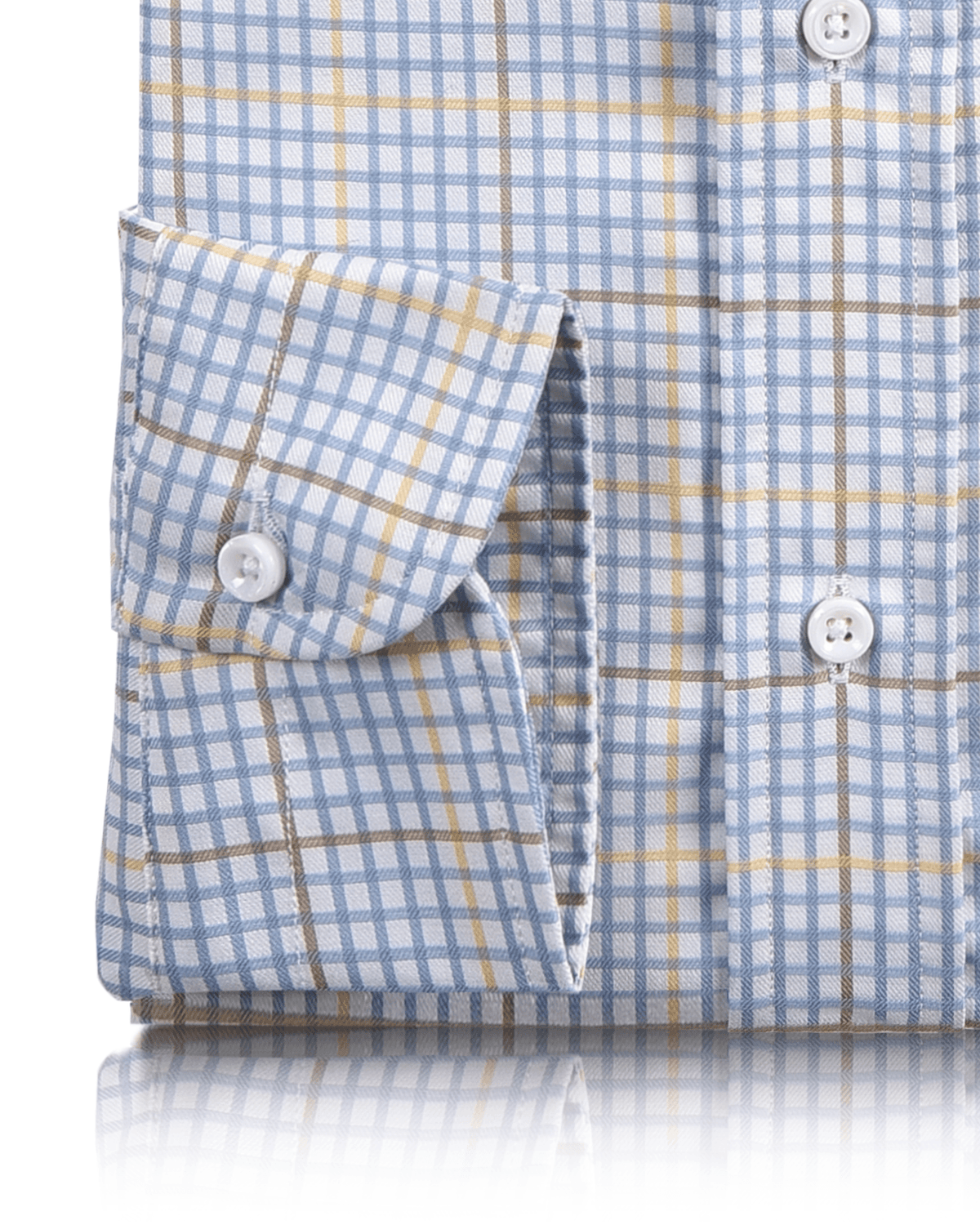 Zegna Yellow Blue Self Checks Shirt - 3
