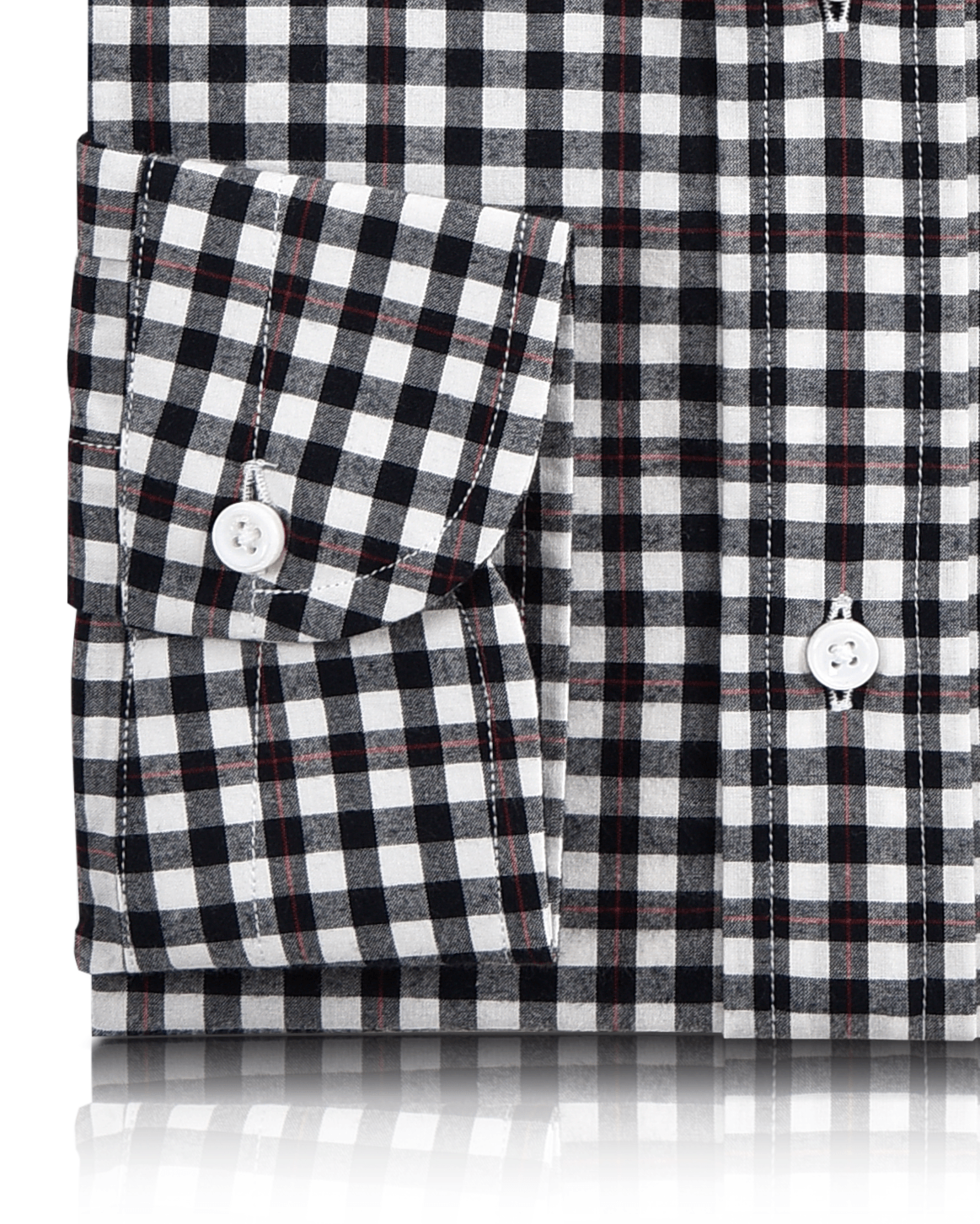 Red Pinstripes On Black Gingham Shirt - 3