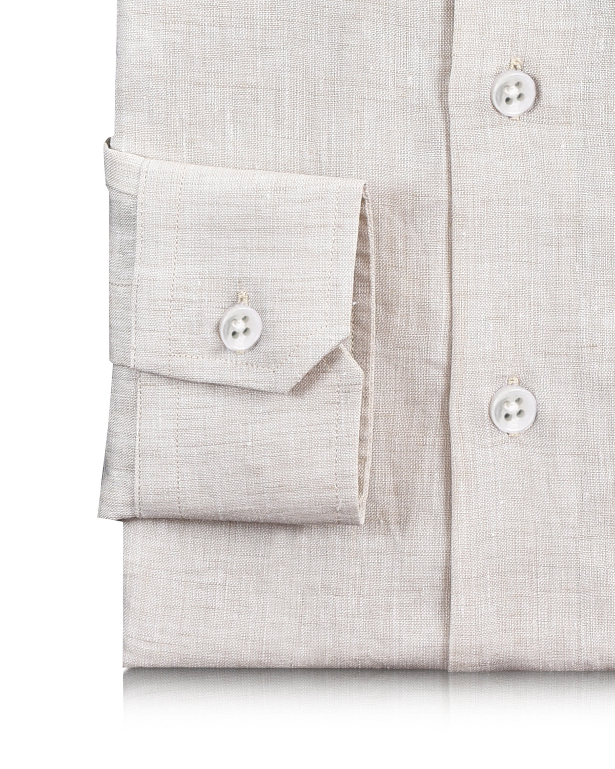 Pullover Shirt in Ecru Textured Linen - 3