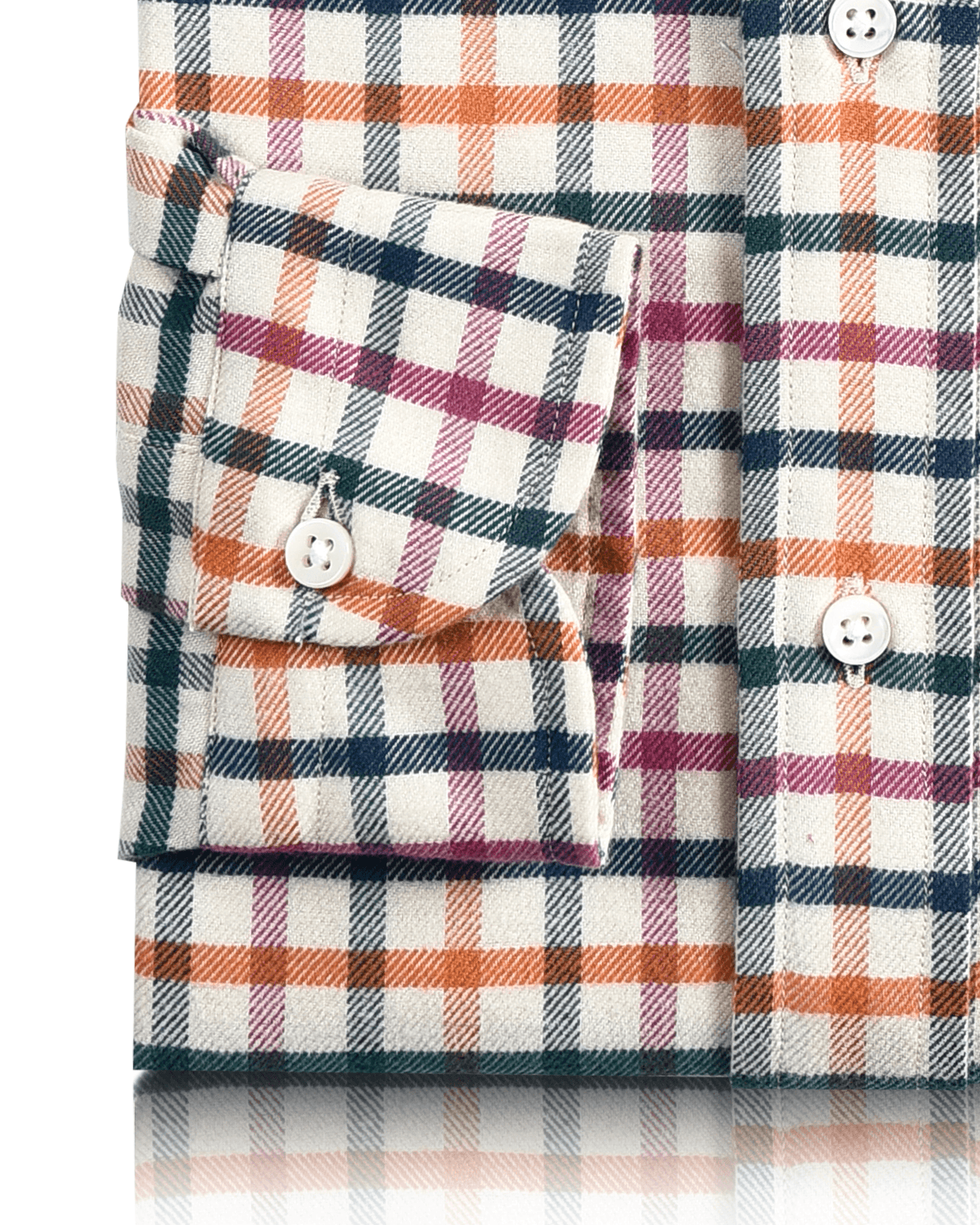 Pink Orange Green Blue Window Pane Checks Flannel Work Shirt - 3