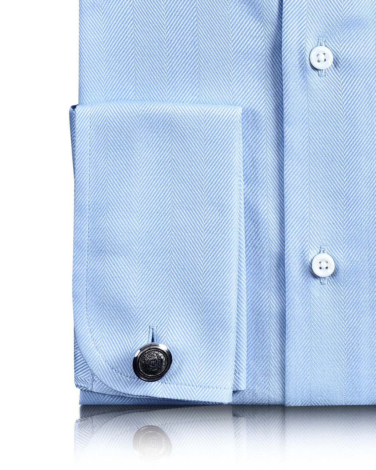 Zegna Pale Blue Dress Herringbone - 3