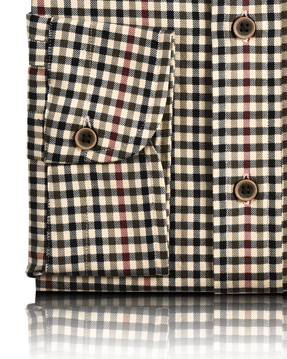 Black Brown Maroon Shepherd Check on Light Ochre Yellow Shirt - 3
