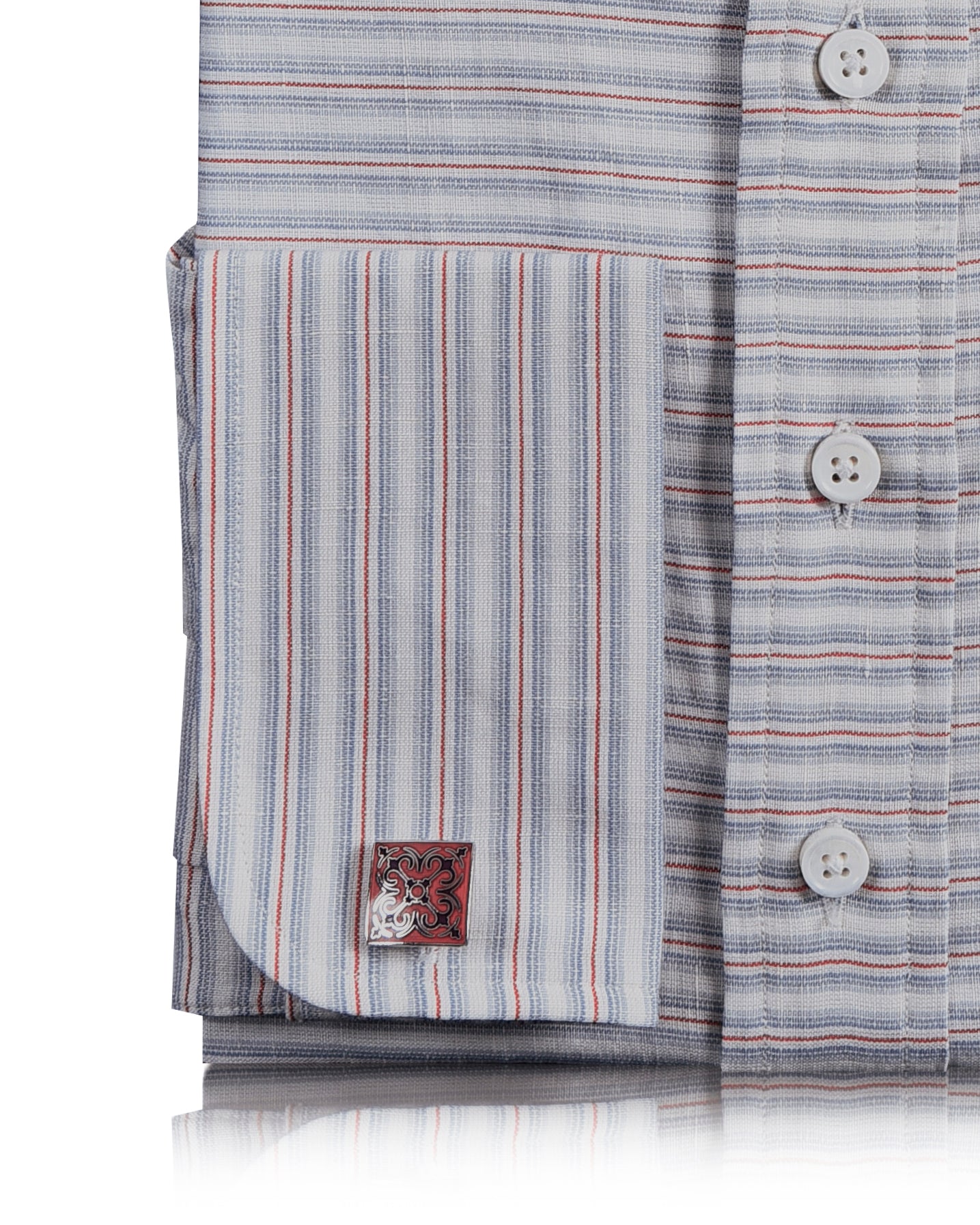 Cotton Linen: Blue Red Alternate Stripes