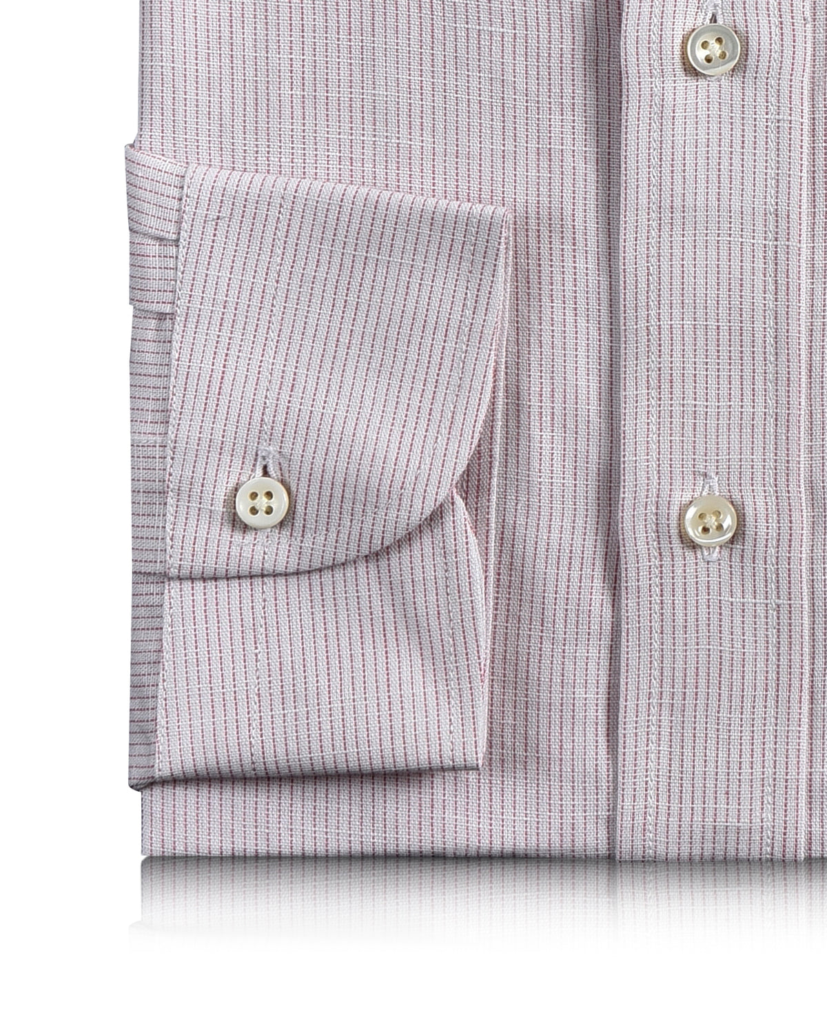 Cotton Linen: Light Pink Stripes On White - 3