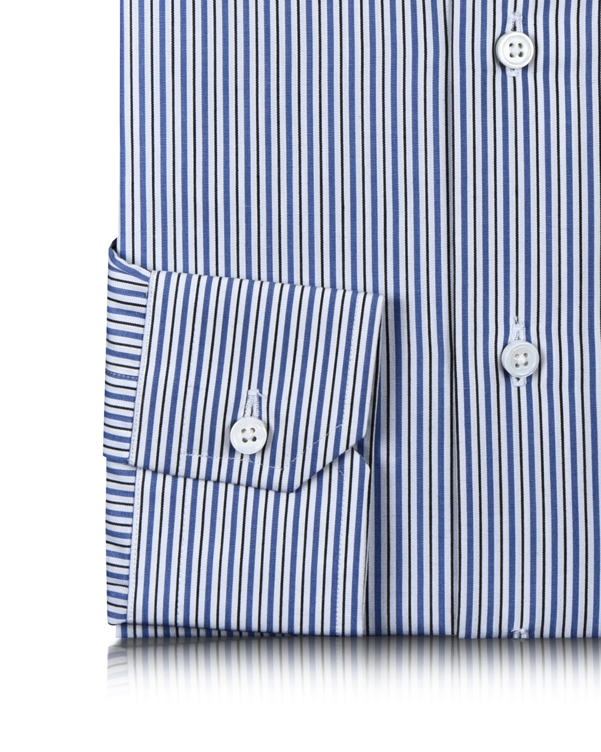 White Blue Black Alternate Pencil Stripes on White - 3