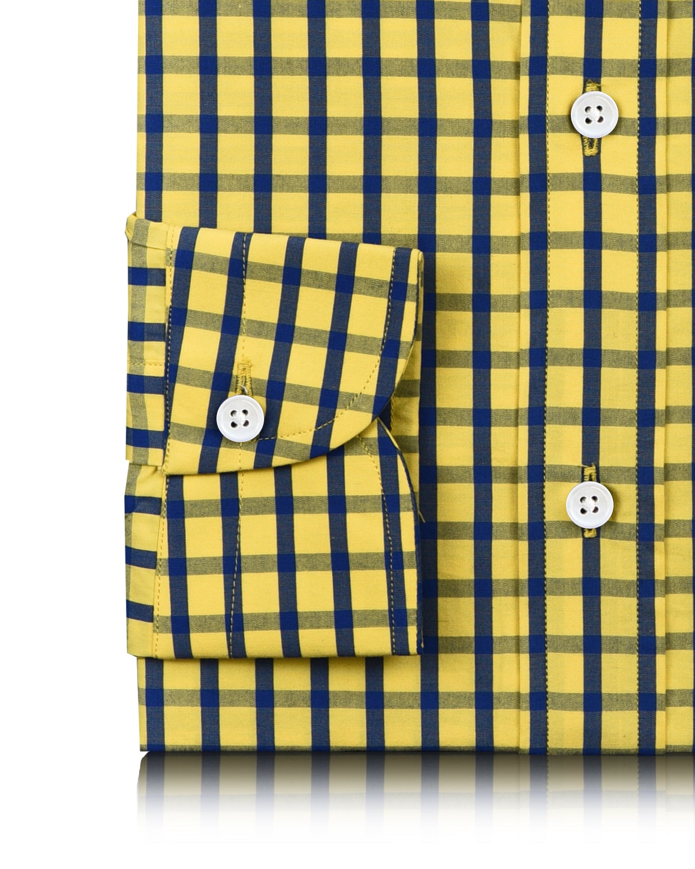 Friday Shirt:Blue Windowpane Checks On Yellow