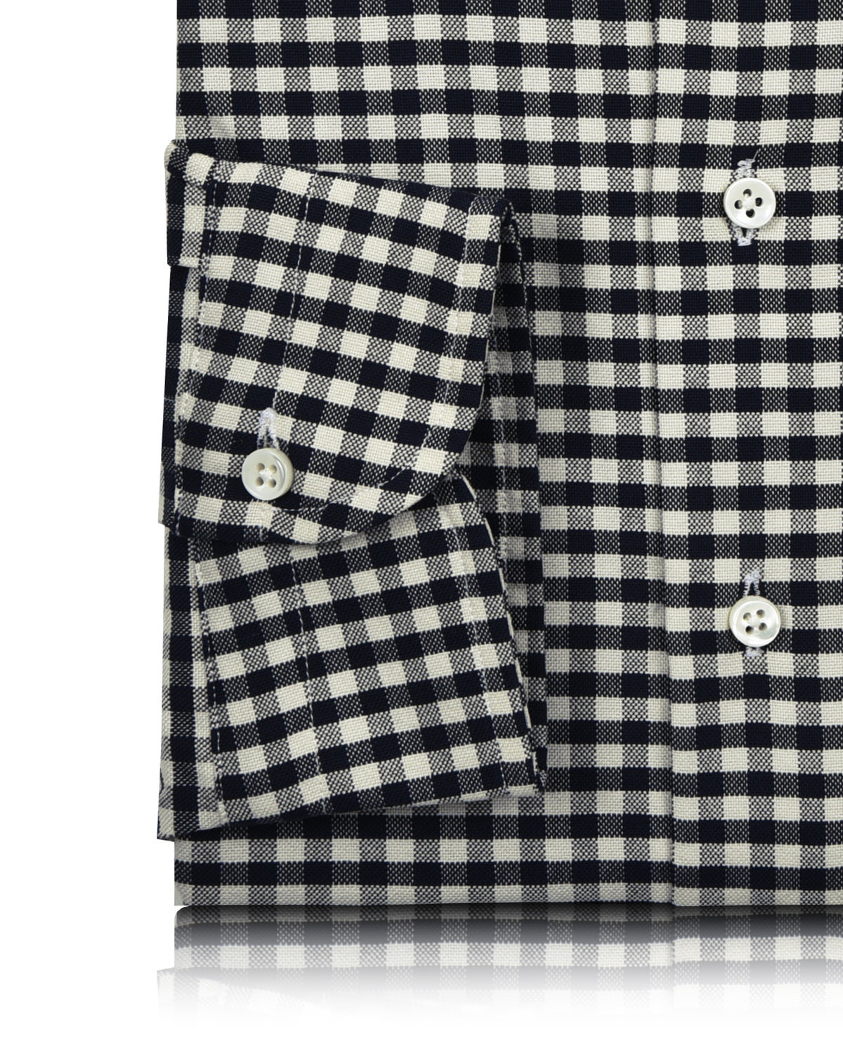 Dark Navy Ecru Gingham Shirt - 3