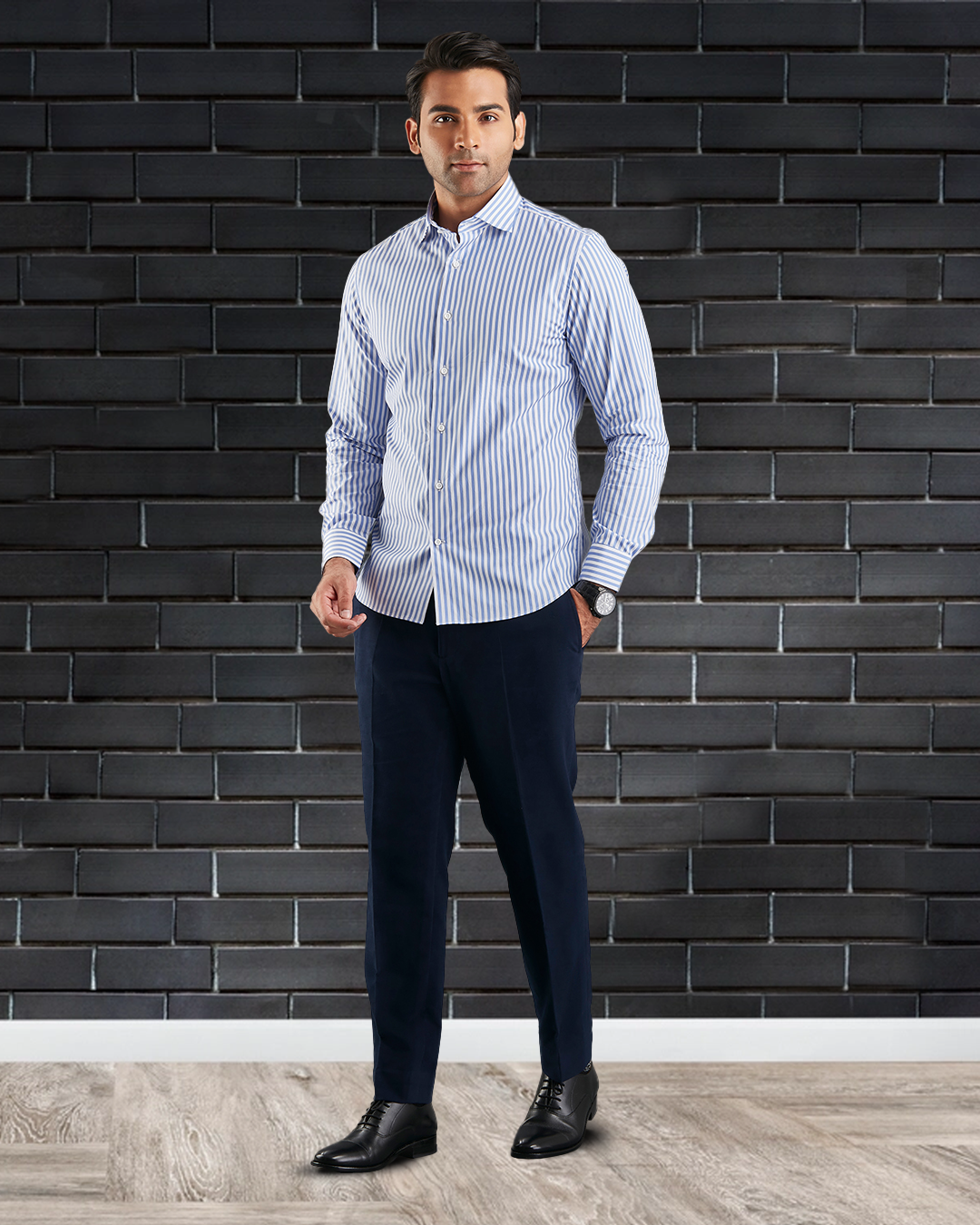 Brembana Blue White Bengal Stripes Shirt - 2