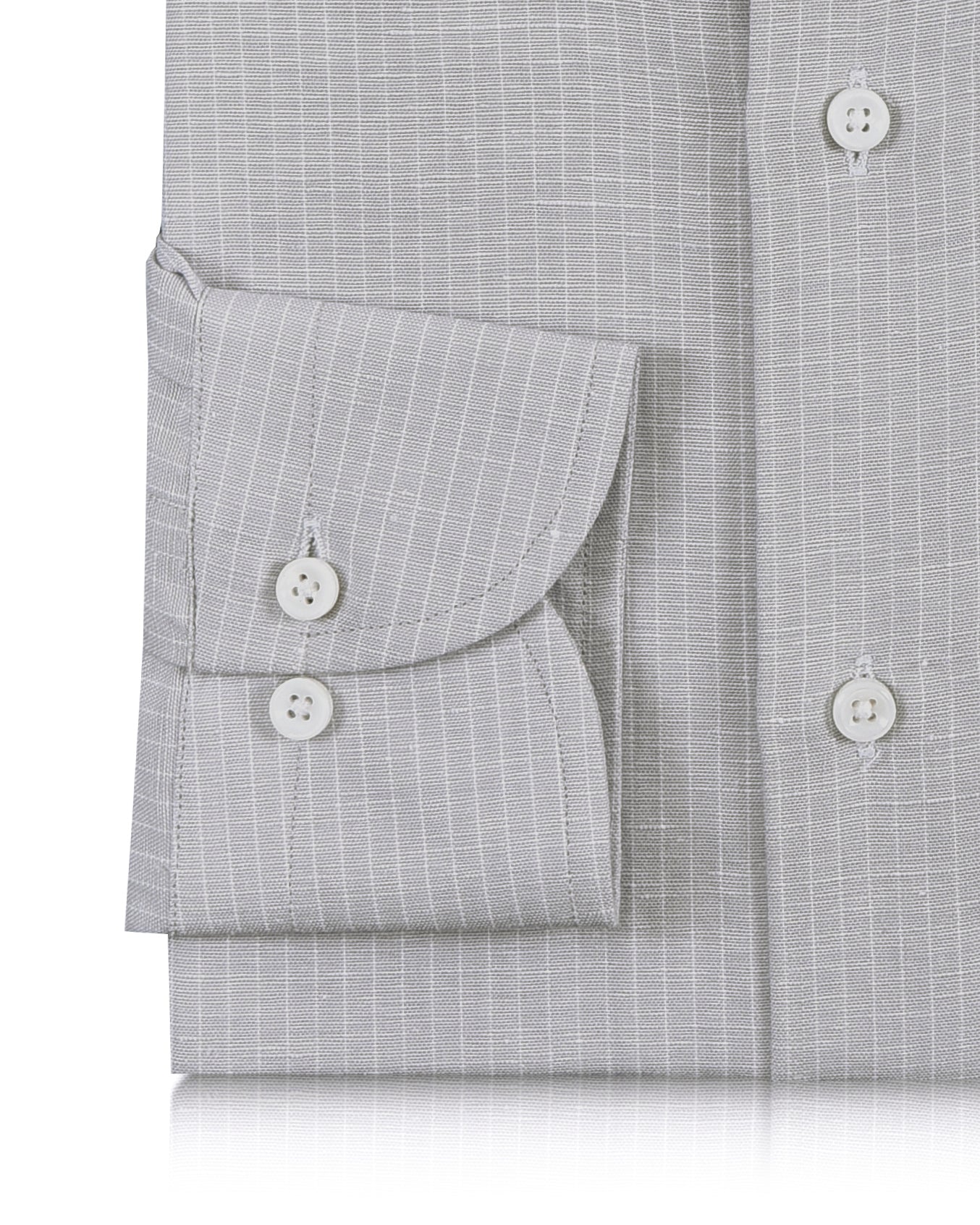 Cotton Linen: White Hairline Stripes On Grey