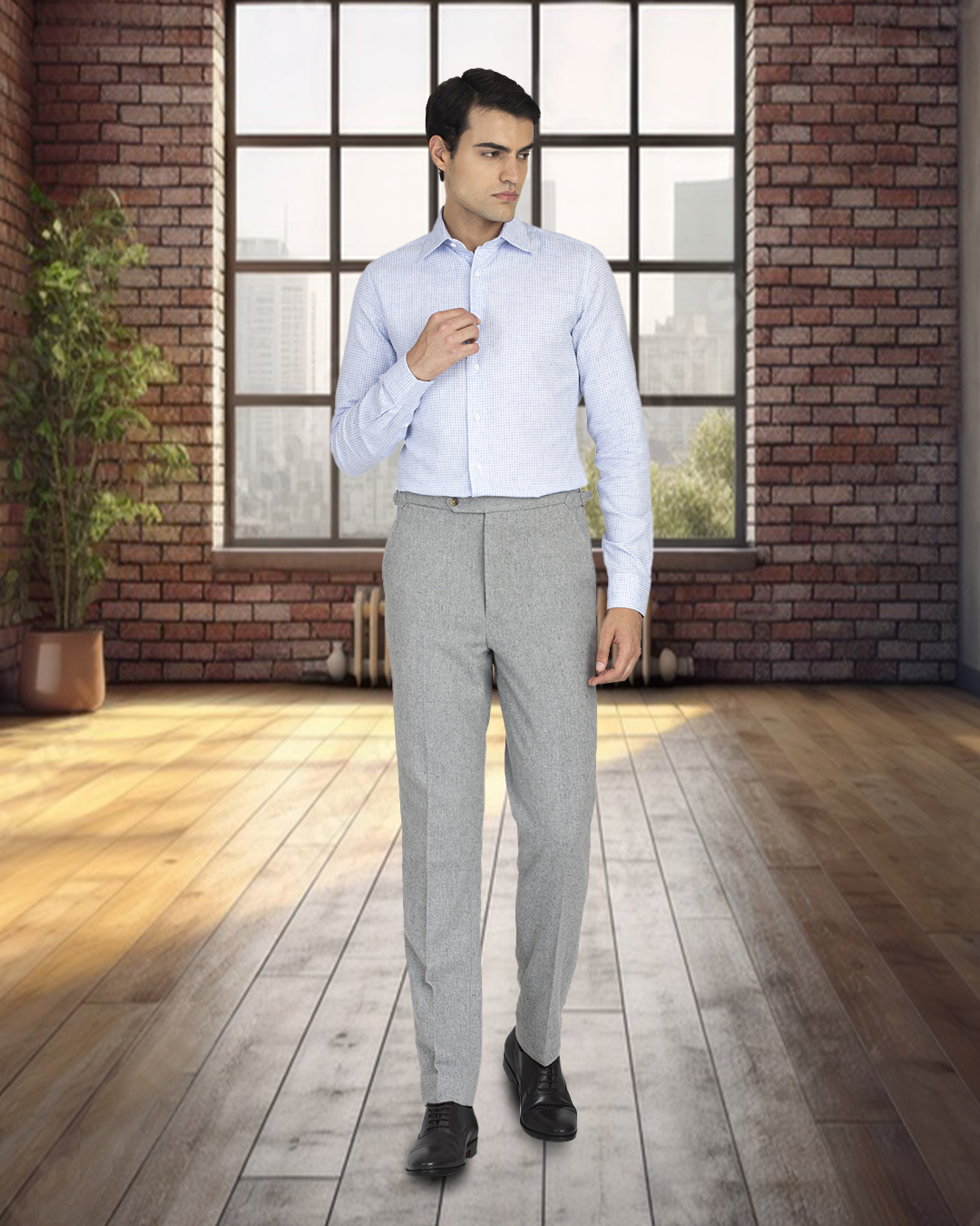 Grey Wool Flannel Pant - 3