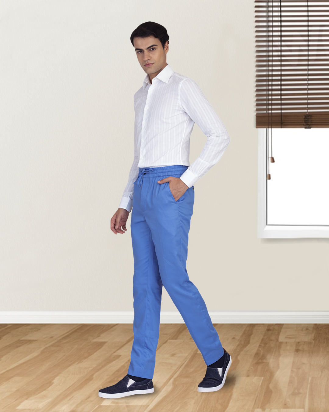 White Self Stripes Shirt - 5