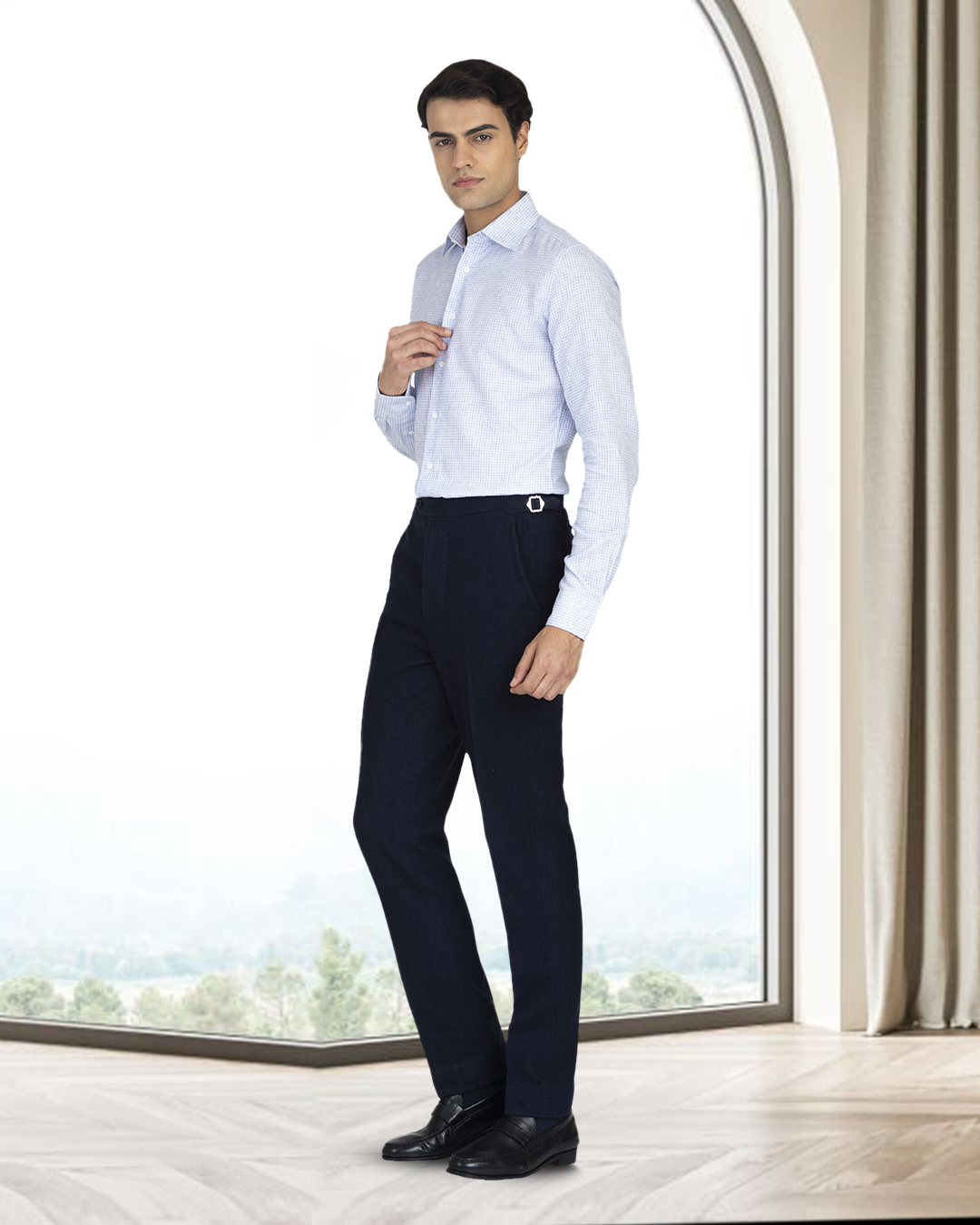 Navy Wool Flannel Pant - 3