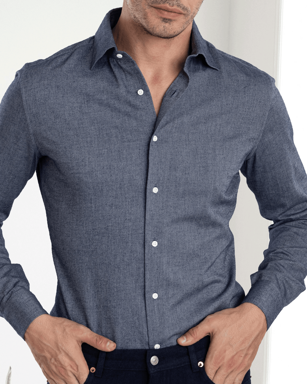 Twill Flannel Dark Blue Shirt - 1