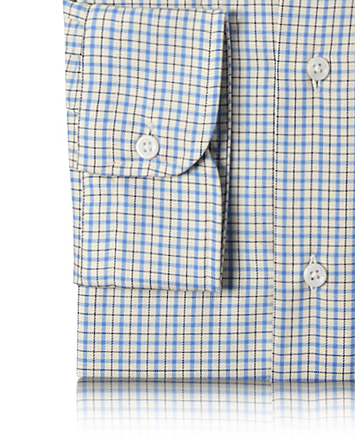 Blue Black on Cream Tattersall Twill - 3