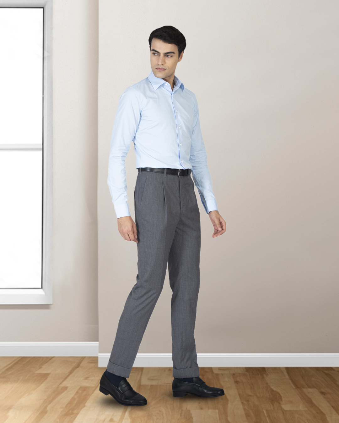 Washable Wool Pants: Plain Mid Grey - 3