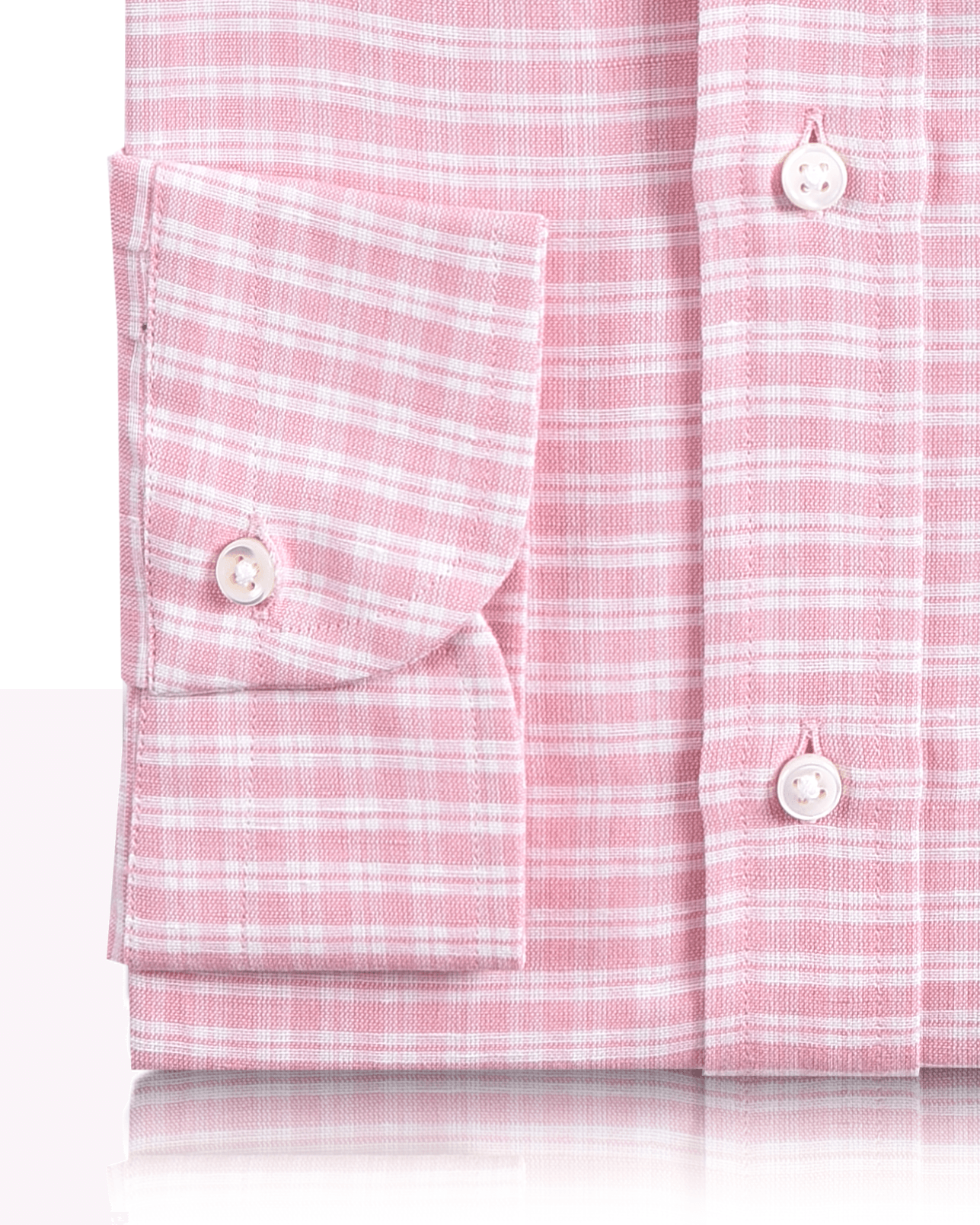 Cotton Linen: Light Pink Tartan Checks On White