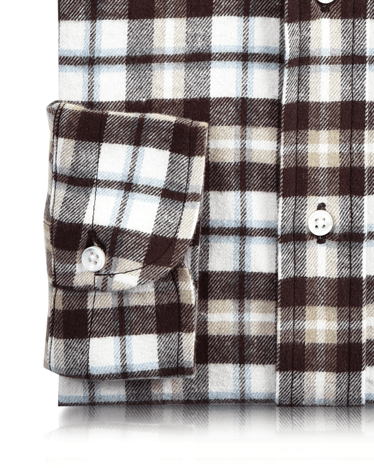 Brown Tan White Twill Flannel Work Shirt - 3