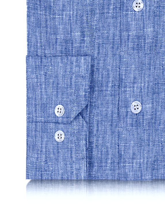 Dark Blue Linen Shirt - 3